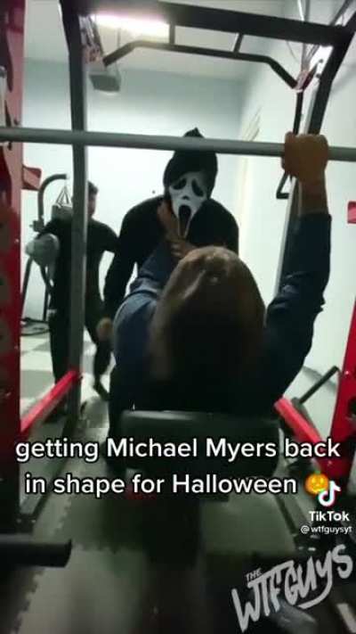 Micheal Myers training at the gym