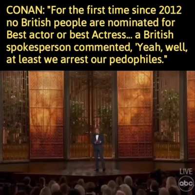 Conan O'Brien at the Oscars with a political joke that was a real zinger