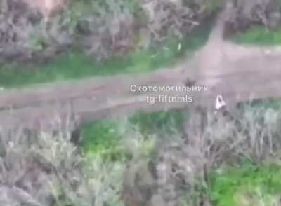 Ukrainian drone operator is hit by Russian fiber-optic drone as he was preparing to launch a drone