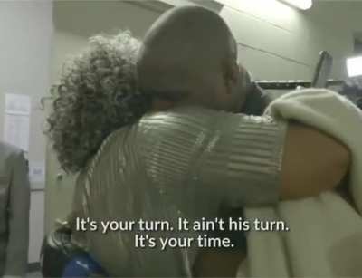 Running into his opponents mom moments After beating him and taking his belt