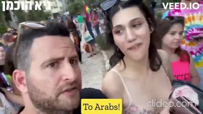 Thoughts on this Israeli woman shouting "rights for Arabs because she's their *****" in Jerusalem pride parade?