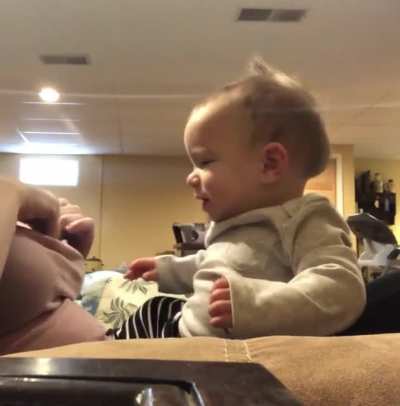 The difference a boob can make in this boys emotions