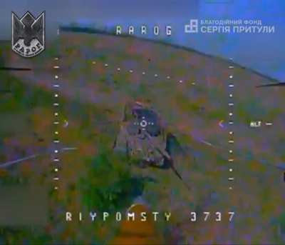 A Ukrainian FPV pilot attacks a Russian T-80BVM MBT near Ivanivske, Donetsk Oblast
