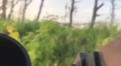 Ukrainian soldiers in firefight against Russian troops probably near the village of Ocheretine, Donetsk Oblast. 425th Separate Assault Battalion "Skala". May 2024