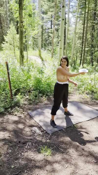 Topless disc golf [gif]