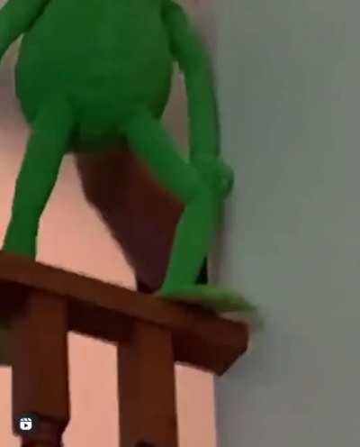 Kermit&rsquo;s too much of a baby to jump - Courtesy of @daitrickster