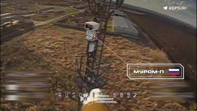 Russian Murom surveillance complex was hit by an FPV drone in the village of Krasnoe, Belgorod Oblast, Russia. Operator of the 15th Mobile Border Detachment "Steel Border" 05/April/2024. 
