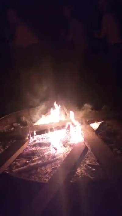 bended the fire to the camera man