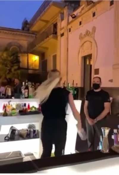 Bartender shows off her skills