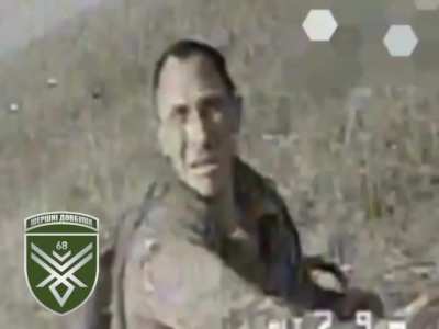 A new footage of a Ukrainian FPV drone "Hornets of Dovbush" unit trying to chase a Russian soldier in a field