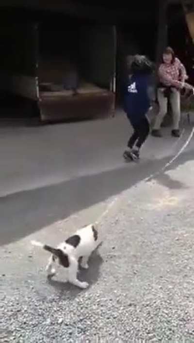 Playing jumping rope