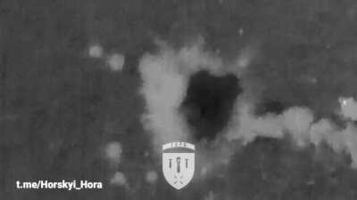 Drone dropped grenade strike on a Russian boat causes the occupants to flee by swimming, the drone follows and eliminates them in the water.