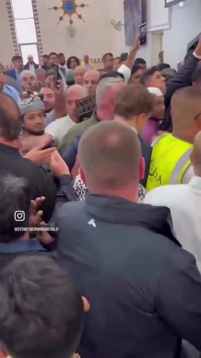 Australia's Prime Minister, Anthony Albanese. is heckled during an event at a Sydney mosque