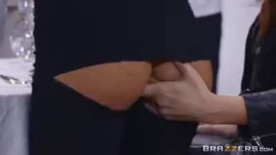 Waitress Gets Her Pussy Sneakily Fingered By A Redhead