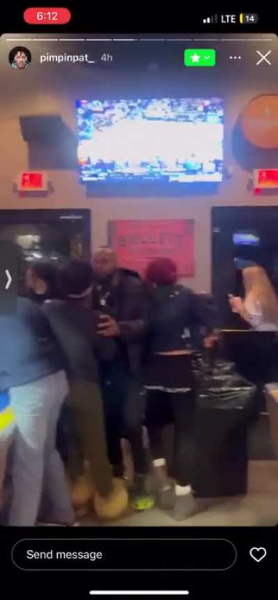 Man doesn&rsquo;t hold back when woman bites him in the hand and kicks him while breaking up a fight
