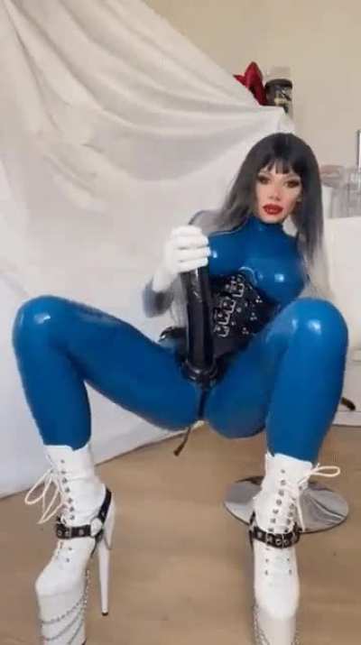 Barbie in her blue shiny pants
