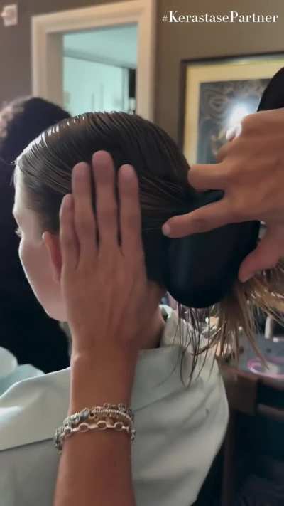 Getting her hair done for the Met Gala 5/6/2024