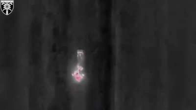 Zaporizhia Oblast, a Ukrainian quadcopter from the 128th Mountain Assault Brigade chases down a Russian vehicle on the move, successfully dropping a grenade on it.