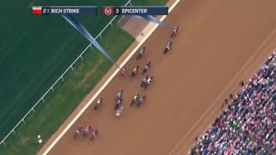 The overhead view of Rich Strike's comeback for the Kentucky Derby victory. A massive upset, Rich Strike entered the race at 80-1 odds.