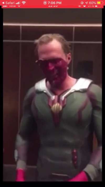 Here&rsquo;s Vision taking off his make up after a long day :).