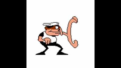 fake peppino enjoys a sandwich