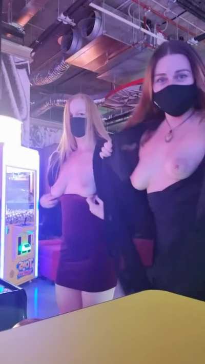 Just friends playing arcade games