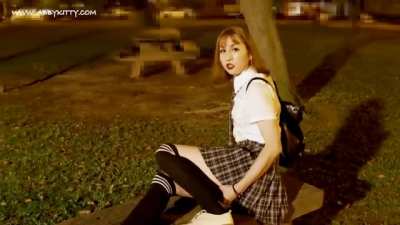 AbbyKitty solo play in the park at night