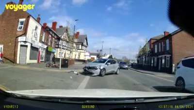 No helmet, young lad. Very lucky to of stood up after flying roughly 20ft through the air.