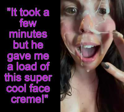 She came out covered in "lotion" a few minutes later