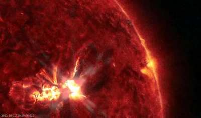 Earth-facing sunspot AR3110 erupted today, producing an impulsive M5.9-class solar flare
