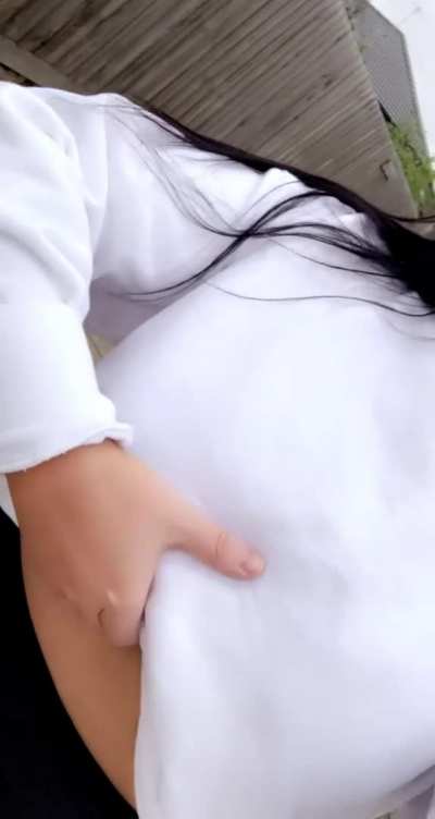 Dropping my tits in public feels so naughty 😏 [OC]