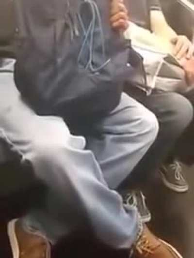 Woman humiliates man masturbating on subway