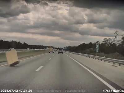 I'd been behind this guy for a bit and felt the load wasn't secure. Asked my wife her thoughts, she agreed, so I changed lanes.