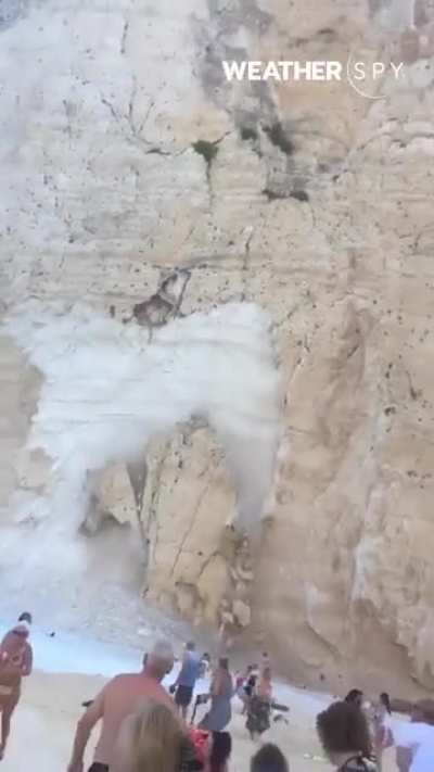 Landslide Mini tsunami at Zakynthos Beach Greece