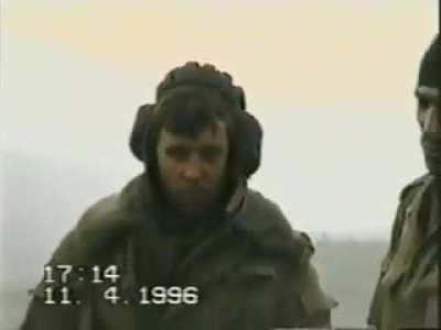 Chechen with captured russian tank