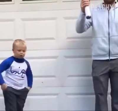 Telling him he's gonna have a brother
