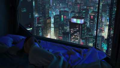 Cyberpunk Apartment | 4K Upscale | No Building Text