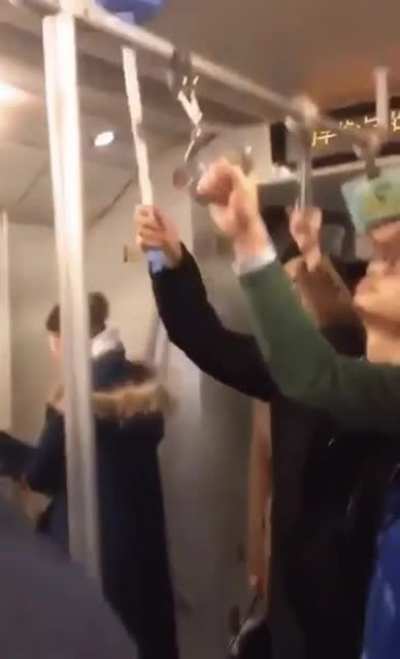 No handle to hold on to in a moving train