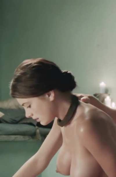 Laura Surrich showing off her massive pregnant tits on "Spartacus"