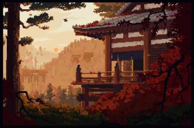 View over Japanese Valley in Autumn by LennSan