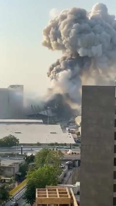 Crazy view from an explosion in Beirut. Recorded by a relative.