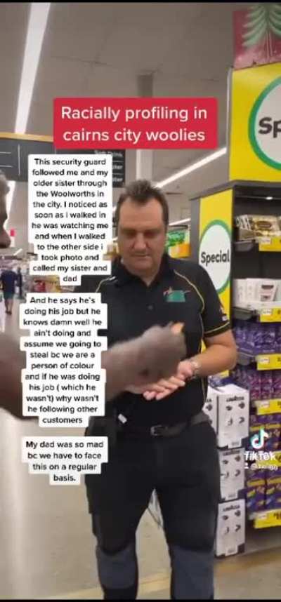 Security guard follows girls around store, their father steps in