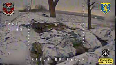 FPV drones of the Wings to Hell unit of 103 OBrTRO strike Russian infantry in trenches. Surprisingly large explosions. February 2024.