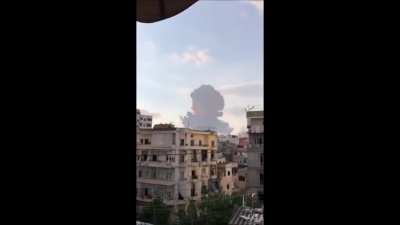 Compilation of many views of the explosion in Beirut today