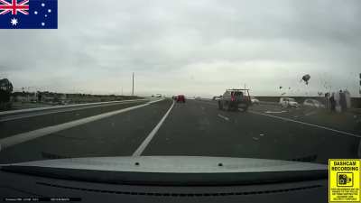 Truck crashes during road rage