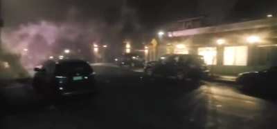 Portland Red House (#15): Guards at Portland's Red House Autonomous Zone are attacked with explosives by two cars driving past checkpoint.