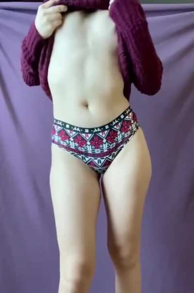 This cozy sweater really hides it :3 [gif] [OC]