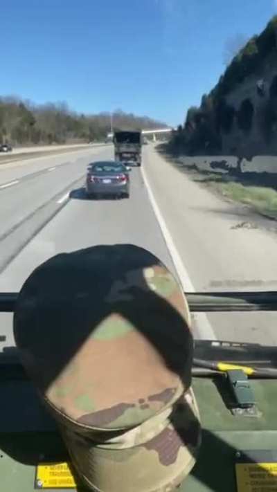 When a civilian vehicle cuts off the convoy
