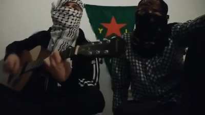 Antifascists from Ireland singing a different version of the music "Go On Home British Soldiers" in solidarity with Rojava, Kurdistan