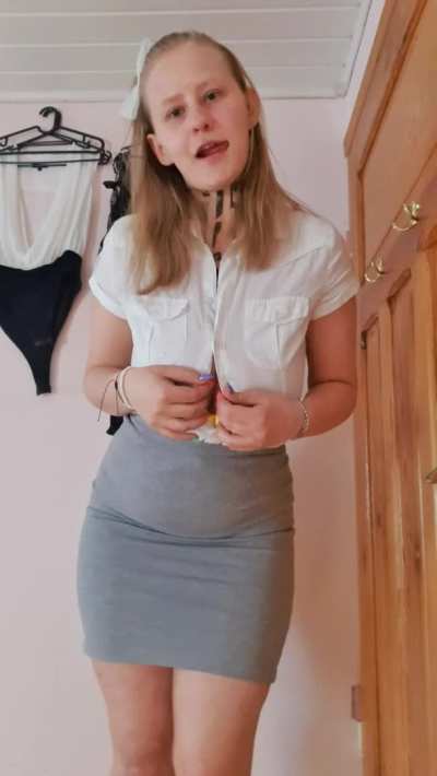 As your fuckdoll, I dressed up as a secretary and we're going to play a boss-secretary game today. Heh
